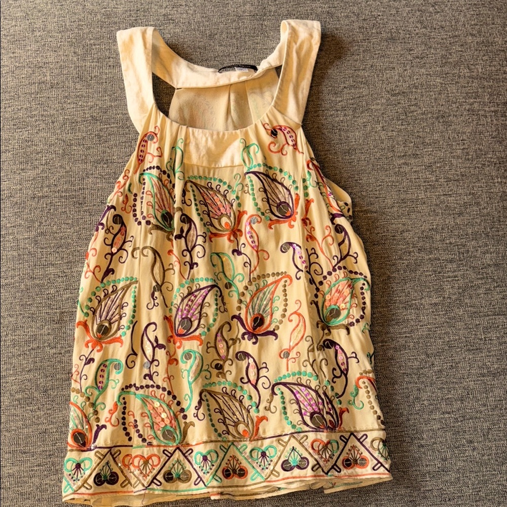 NANETTE LEPORE EMBELLISHED EMBROIDERED SLEEVELESS SMALL TOP
